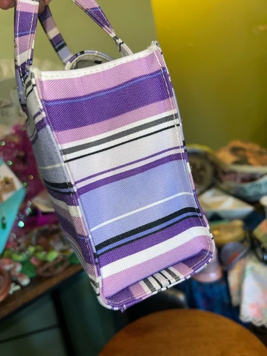 Vintage kate spade Purple and Lavender Striped Canvas Tote - Picture 10 of 11